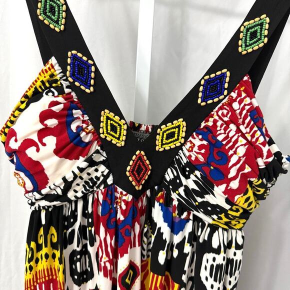 Muse Boston Proper Red Ikat Beaded Maxi Dress 10 - Picture 6 of 9